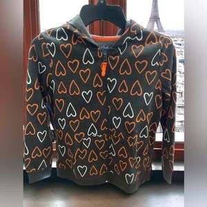 Cat and Jack Girls Zip Up Printed Heart Sweater - NWT